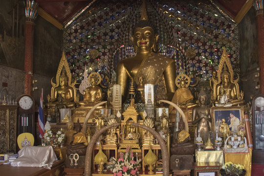 Shrine with many images of the Buddha in the Wat Phra That Doi Suthep.Chiang Mai,Thailand
