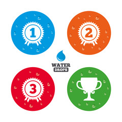 First, second and third place icons. Award medal