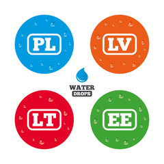 Language icons. PL, , , LT and EE translation.