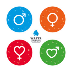 Male and female sex icons. Man Woman signs.