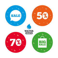 Sale speech bubble icon. Big sale shopping bag.