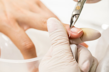 Manicure process in a beauty salon