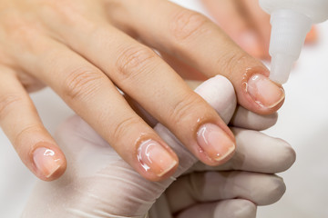 Manicure process in a beauty salon
