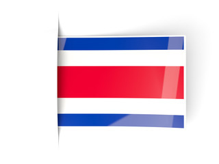 Square label with flag of costa rica