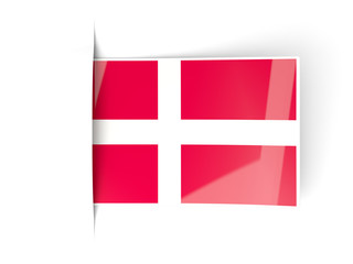 Square label with flag of denmark