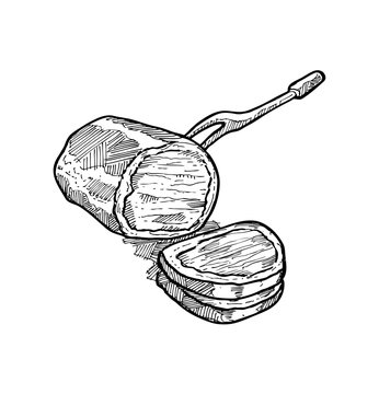 sliced roast beef with carving fork clip art preview