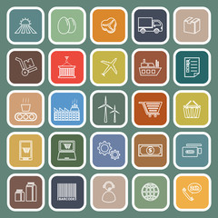 Supply chain line flat icons on green background