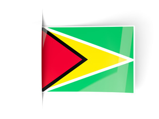 Square label with flag of guyana