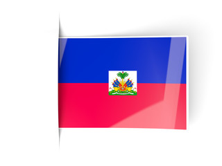 Naklejka premium Square label with flag of haiti