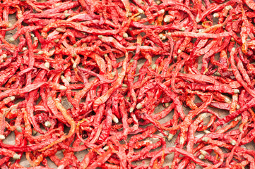 Fototapeta premium Red pepper drying outdoors