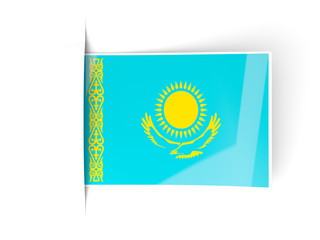 Square label with flag of kazakhstan