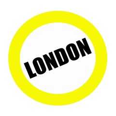 LONDON black stamp text on white