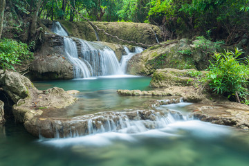 Beautiful Waterfall in Kanchanaburi (Huay Mae Kamin), Thailand