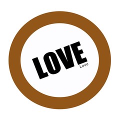LOVE black stamp text on white