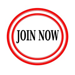 JOIN NOW black stamp text on white backgroud