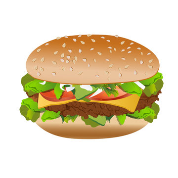 Cheeseburger, isolated on white background, vector