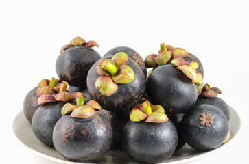 mangosteen on white background.