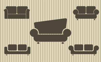 Set of sofas. Furniture icon