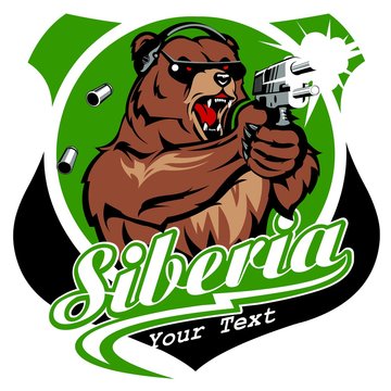 Angry bear with Gun - logo for sale