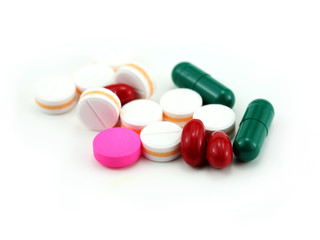 Tablets pills heap color mix therapy doctor flu antibiotic medic