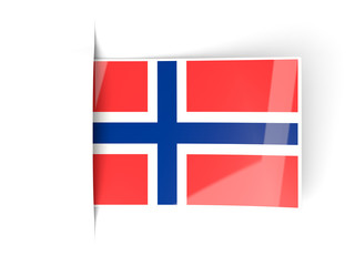 Square label with flag of norway