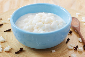 Brazilian dessert canjica of white corn