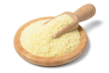 raw corn flour on white, tilt shift lens