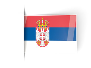 Square label with flag of serbia