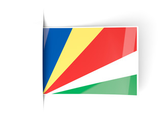 Square label with flag of seychelles