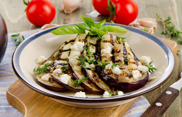 Grilled eggplant slices on a plate