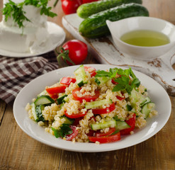 Tabbouleh salad with bulgur, parsley and vegetables