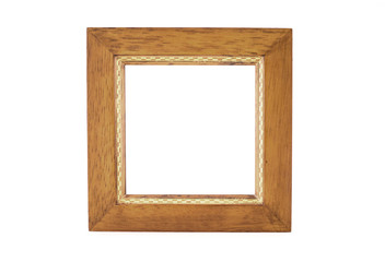 Blank Square wood frame on isolated white background