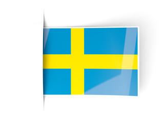 Square label with flag of sweden