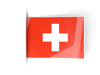 Obraz premium Square label with flag of switzerland