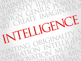 Intelligence word cloud, business concept
