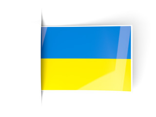 Square label with flag of ukraine