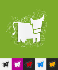 cow paper sticker with hand drawn elements