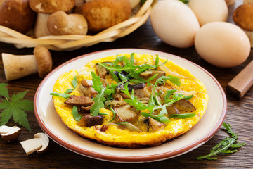 Omelette (frittata) with wild mushrooms.