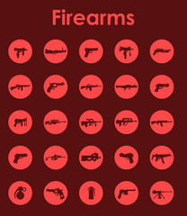 Set of firearms simple icons