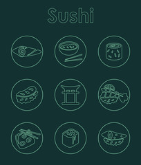 Set of sushi simple icons