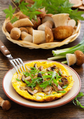 Omelette (frittata) with wild mushrooms.