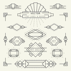 Art Deco Style Line and Geometric Labels and Badges Monochrome - 87058526