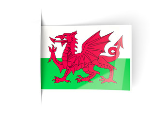 Square label with flag of wales