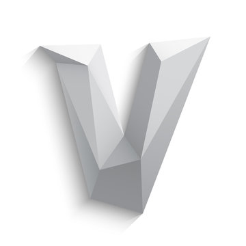 Vector illustration of 3d letter V on white background.