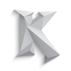 Vector illustration of 3d letter K on white background.