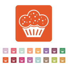 The muffin icon. Dessert and baked, cake, bakery symbol. Flat