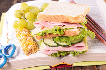 school lunch with sandwich