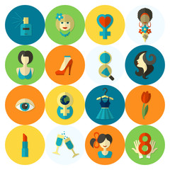 Womans Day Icon Set