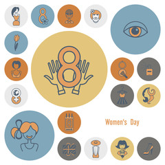 Womans Day Icon Set