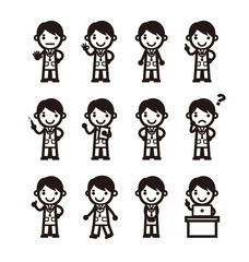 いろいろなポーズのお医者さん